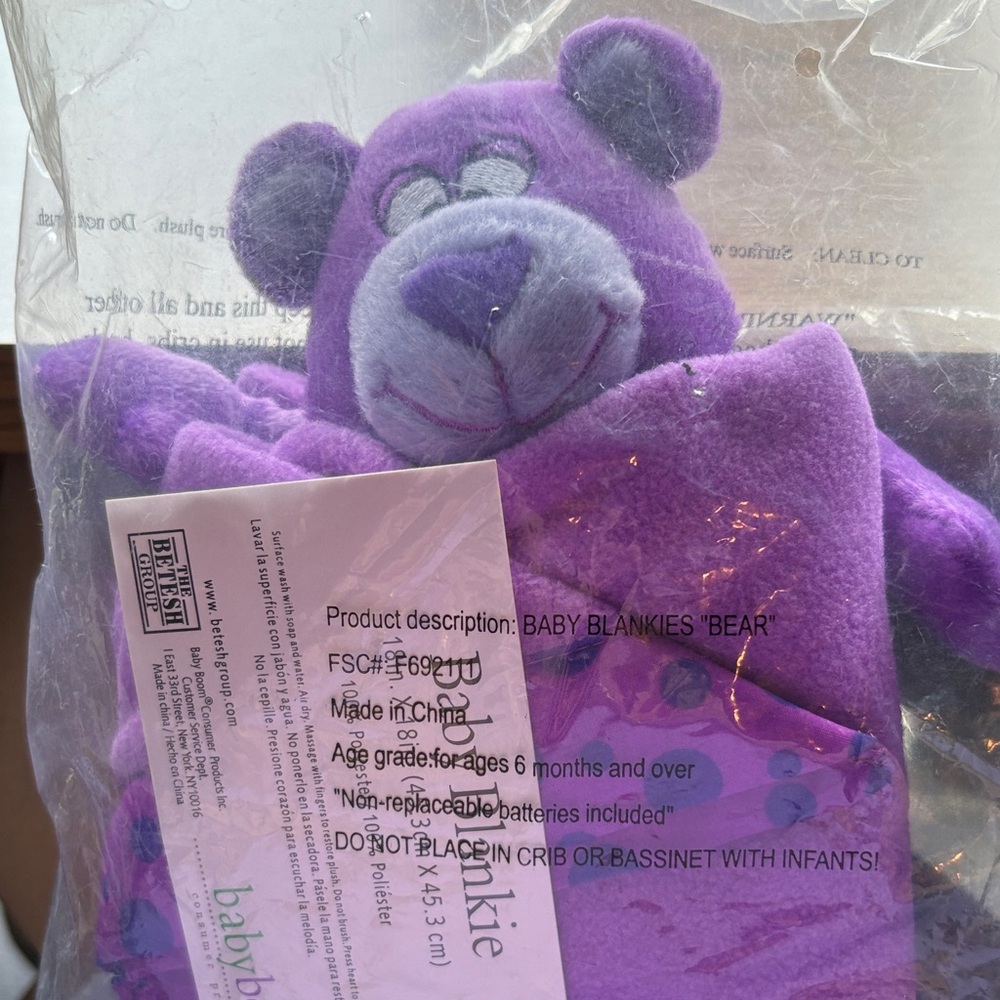 Purple Baby Blankie Bear by